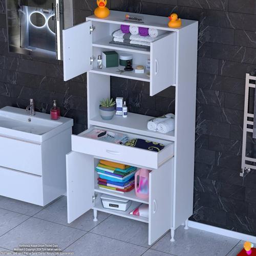 ARDA Banyo Dolabı 70x173x32,5cm 1 çekmece 4 kapak ve 6 raflı İhtiyaca uygun kolay kurulum