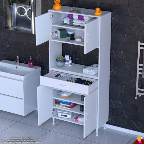 ARDA Banyo Dolabı 65x173x32,5cm 1 çekmece 4 kapak ve 7 raflı İhtiyaca uygun kolay kurulum