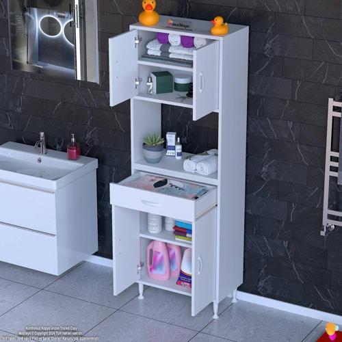 ARDA Banyo Dolabı 65x173x32,5cm 1 çekmece 4 kapak ve 5 raflı İhtiyaca uygun kolay kurulum