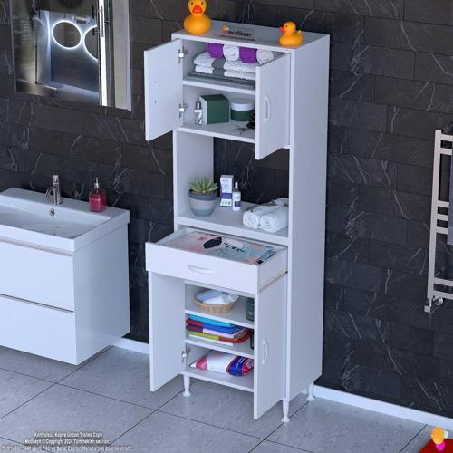 ARDA Banyo Dolabı 60x173x32,5cm 1 çekmece 4 kapak ve 7 raflı İhtiyaca uygun kolay kurulum