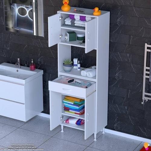 ARDA Banyo Dolabı 60x173x32,5cm 1 çekmece 4 kapak ve 6 raflı İhtiyaca uygun kolay kurulum