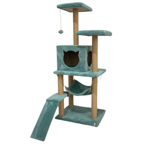 Pet S9 Kedi Tırmalama Kulesi Platformlu 124 cm Turkuaz