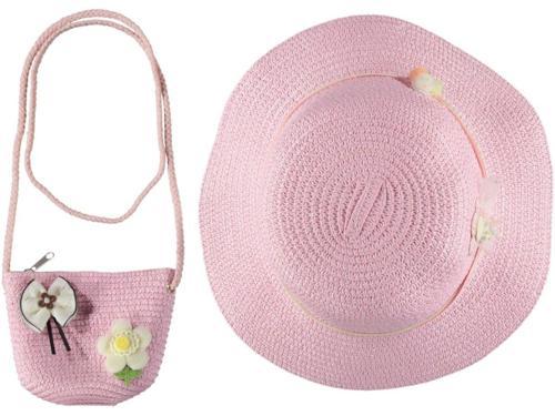 Kız Çocuk Hasır Şapka Çanta Kombin Çocuk İtalyanTasarım Model Plaj Şapka 4/8 yaş