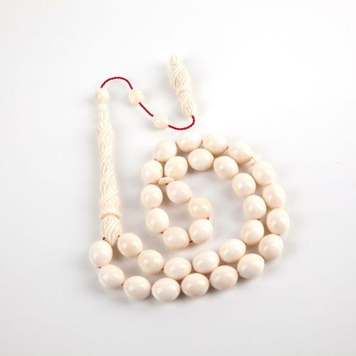 Fildişi Kalem İşçilikli İmame /Hitame Beyzi Kesim 10.5x13mm Tesbih (51gr)