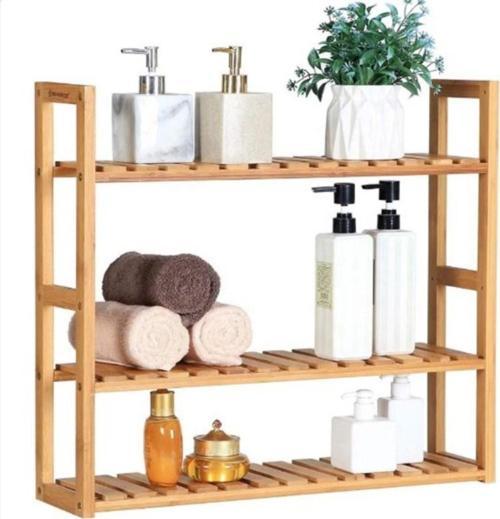 Ahşap Dekoratif Çok Amaçlı Ayaklı Banyo Rafı