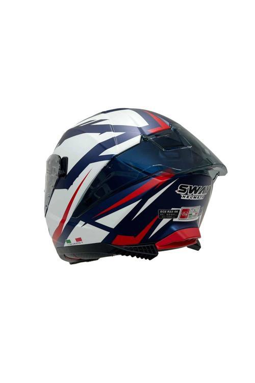 SW 865 ATOS Blue White Motosiklet Kaskı