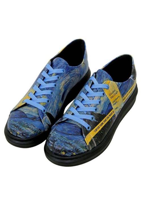 Vincent Van Gogh The Starry Night Lacivert Kadın Ayakkabı