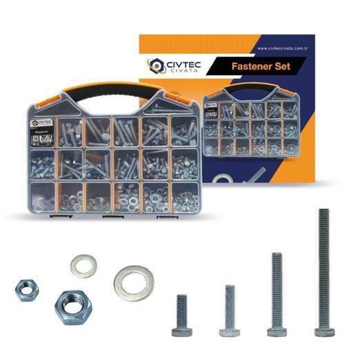 591 Parça 20 Çeşit 8.8 Çelik Civata - Somun - Pul Seti TK-19