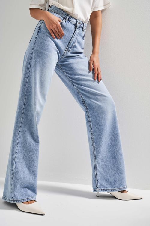 Kadın Ice Renk V-4S5-27 Viskon Esnek Kumaş Yüksek Bel İç Boy 80cm Denim Jean