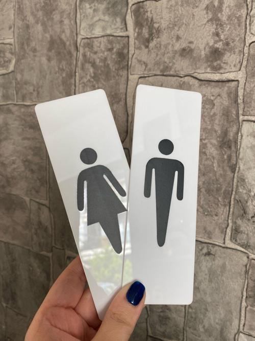 Beyaz Minimal Seri Kadın&Erkek Wc Yönlendime Levha Seti