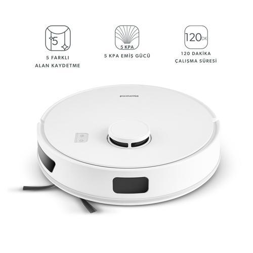 Alex Laser 1291H Moplu ve Haritalamalı Akıllı Robot Süpürge Beyaz