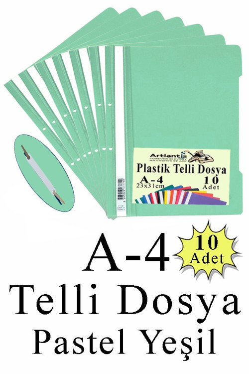 Telli Dosya Plastik A4 10 lu 1 Paket Poşet Dosyalara Uyumlu Ekonomik Kaliteli Şeffaf Kapak Telli Dosya Okul Büro Ofis