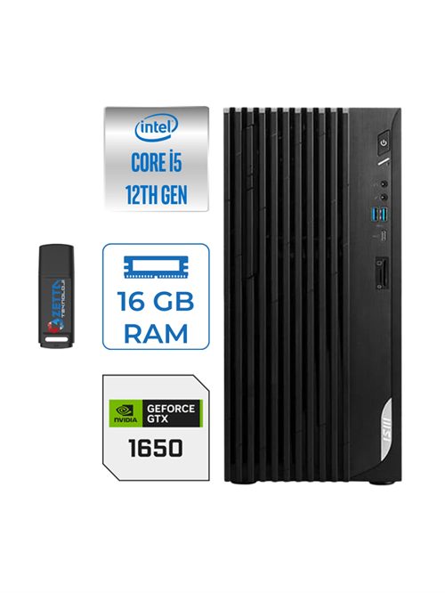 Pro DP180 Intel Core I5 12400 16GB 512GB SSD 4GB/GTX1650/128BIT Windows 11 Pro Masaüstü Bilgisayar 1650MS422XTRP20 + Zettausbbellek