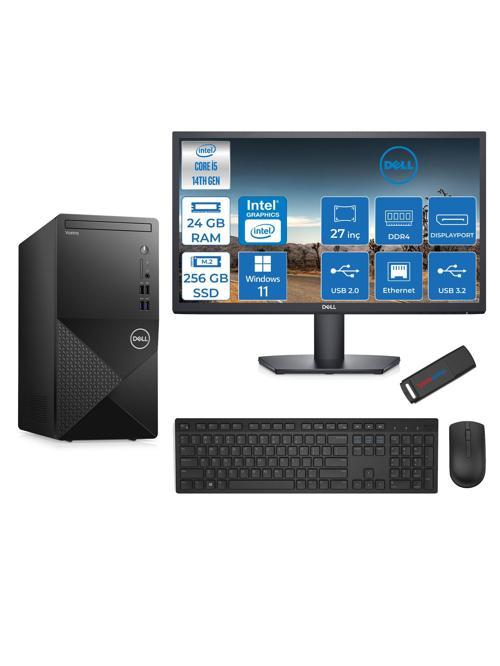 Vostro 3020MT Intel Core I5 14400 24GB 256GB SSD WIN11P 27" Fhd Monitör Bilgisayar ZTN2042VDT3020MT7W111+ZETTAUSBBELLEK