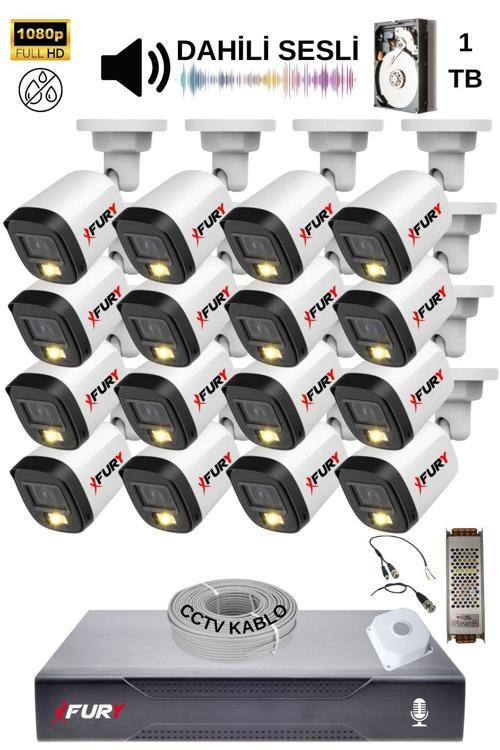 16 Kamera Sesli Gece Renkli Güvenlik Kamerası Full Hd-su Geçirmez Güvenlik Kamerası Seti 1TB