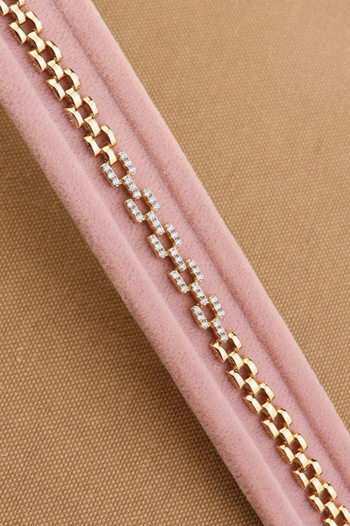Xuping Bileklik - Vip Zirkon Taşlı Geometrik Kare Model Rose Xuping Bileklik 17+2 Cm En: 5Mm