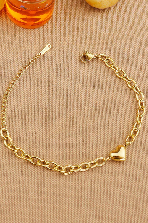 Kalpli 316L Gold Halka Zincir Zarif Çelik Bileklik 16+5Cm Paslanmaz Kararmaz