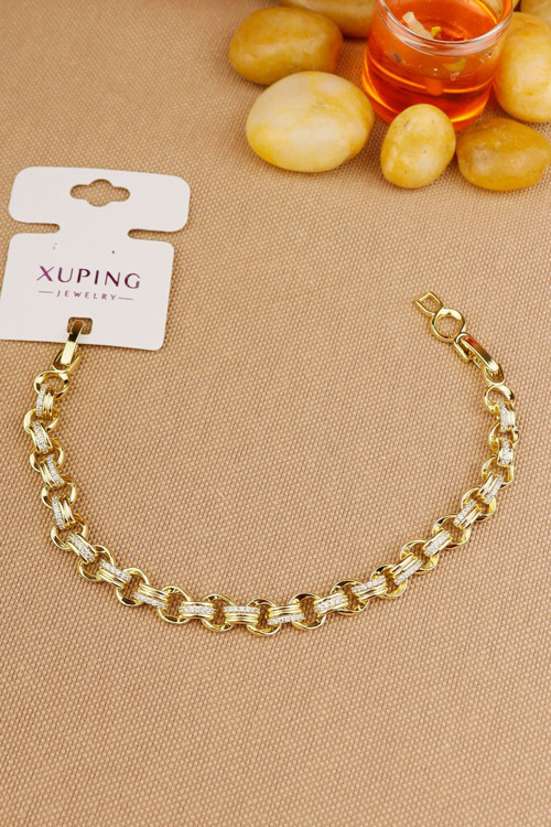 Xuping Vip Marka Zirkon Taşlı Kuyumcu Model Bileklik Altın Rengi Kararmaz En:6Mm 17+2Cm