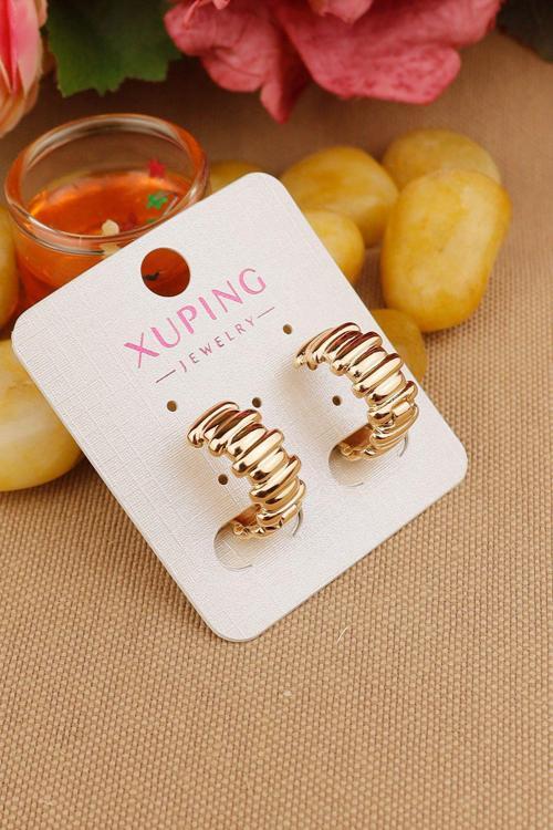 Xuping Vip Küpe - Stone Halka Model  Xuping Marka Kararmaz Solmaz 1,5Cm Küpe