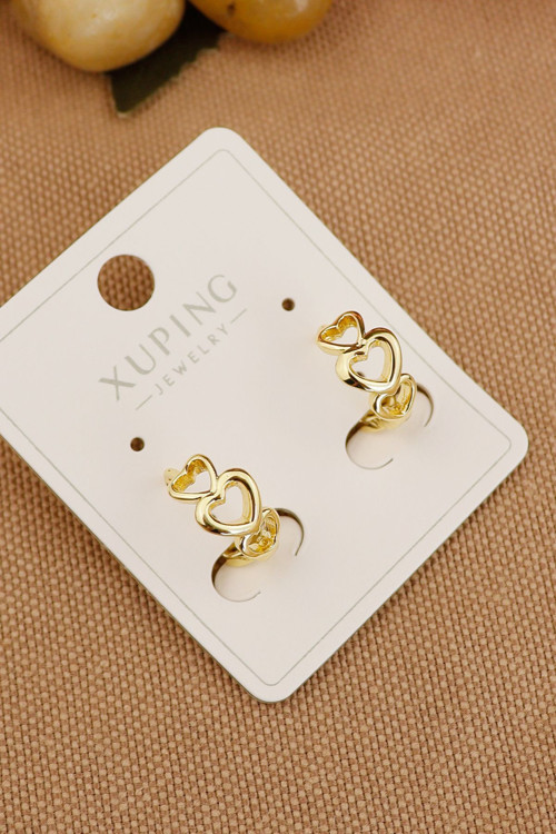 Xuping Küpe - Xuping Gold Kararmaz Kalpli Halka Minimal Küpe - 1Cm -Yeni Sezon