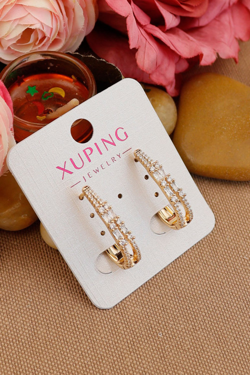 Xuping Küpe -Vip Halka Model Zirkon Taşlı Kararmaz Solmaz Modern Küpe 2,8Cm - Yeni Sezon