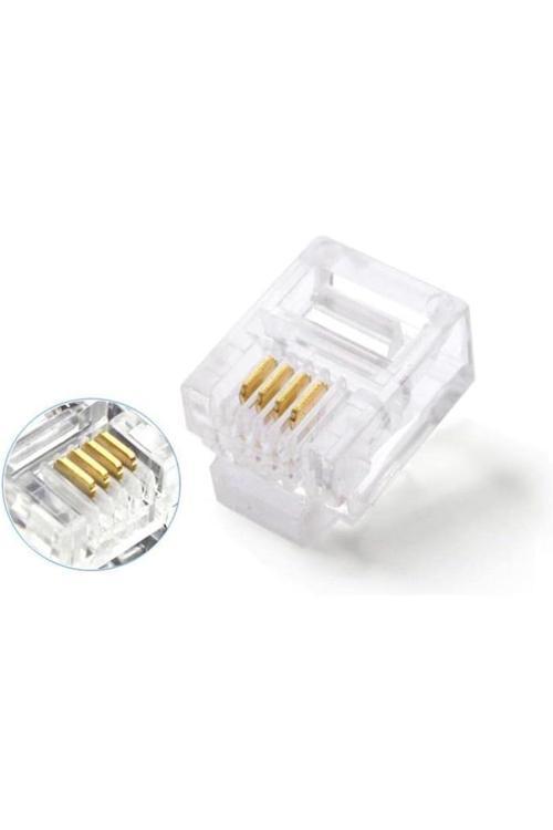 Plus Px-6P4C Rj11 4 Pinli Konnektör, Rj11 Jack, 6P4C Jack, Rj11 Telefon Kablo Ucu 100 Lü Paket