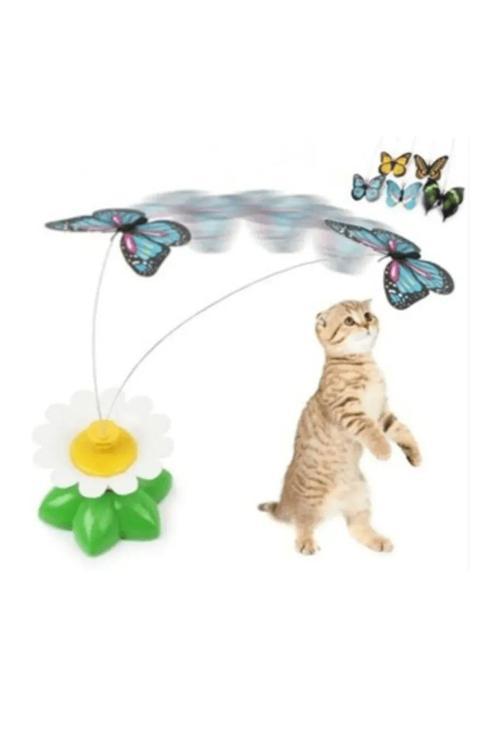 Evcil Hayvan Hareketli Dönen Kelebek-Kedi Oyuncağı ( Pille Çalışır)