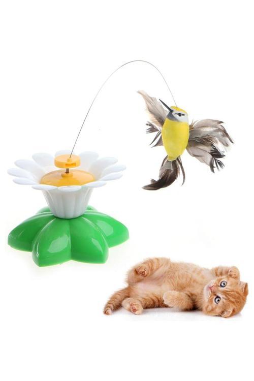 Hareketli Kedi Oyuncağı Dönen Kuş Başlıklı ( Pille Çalışır)