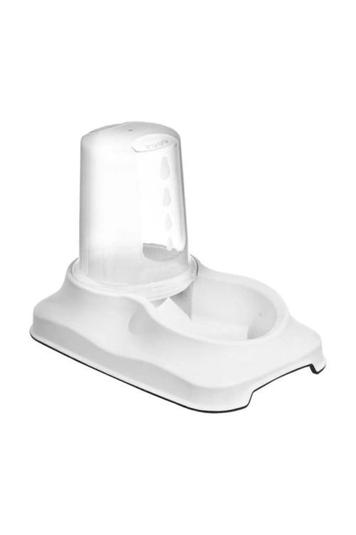 Kedi Ve Köpekler Için Mama Kabı / Su Kabı Hazneli Kaydırmaz Taban 1,5 Lt Beyaz