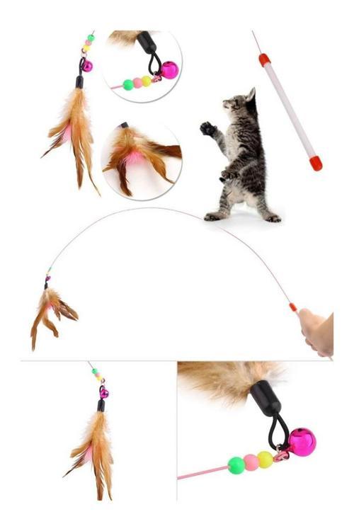 Tüylü Çıngaraklı Kedi Yakalama Oyun Oltası 90 Cm