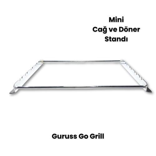 Barbekü Mangal Mini Cağ ve Döner Şiş Standı (Krom Kaplı) (Guruss Go Grill)