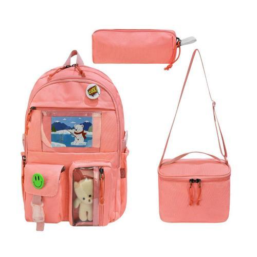 İlkokul Çantası 3'lü Takım Beslenme Çantası Kalemlik 42*30 Cm Anahtarlık ve Rozet Hediyeli