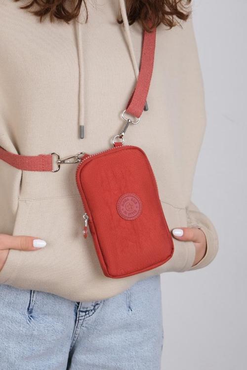 Klinkır Kumaş Mini Çapraz Askılı Kadın Cep Telefonu Çantası Mini Cüzdan Çanta 20*10 Cm Su İtici
