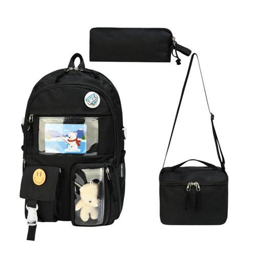 İlkokul Çantası 3'lü Takım Beslenme Çantası Kalemlik 42*30 Cm Anahtarlık ve Rozet Hediyeli 