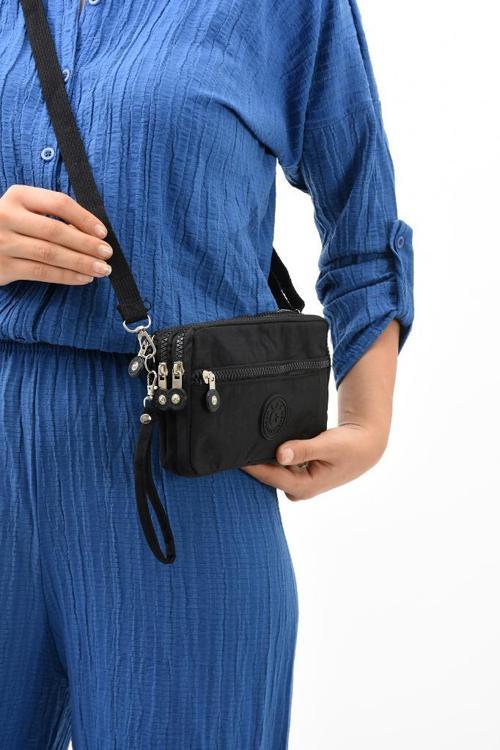 Klinkır Kumaş Mini Çapraz Askılı Kadın Çanta 571 Collection Yağmur Geçirmez El Çantası 20*10 Cm 