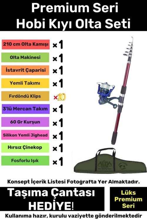 Tam Takım Hobi Kıyı Olta Seti Özel Üretim Şık Taşıma Çantalı Hazır Kurulu - 360cm Kamış Hediyeli