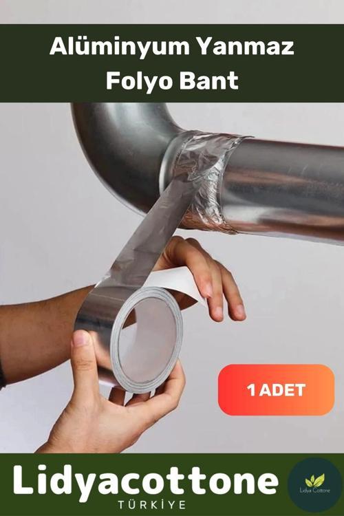 Yanmaz Folyo Bant 45mm - 5mt - Sıcaklığa Dayanıklı Tamir Soba Boru Yama Alüminyum