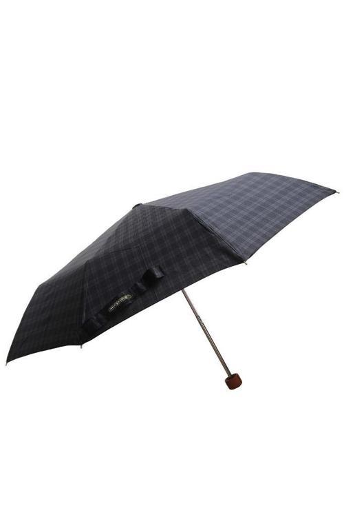 April Lüx Şemsiye Süper Mini Kare Çizgili Füme