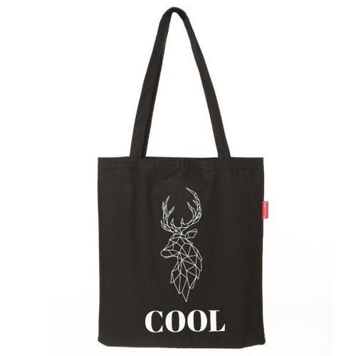 Siyah Bez Çanta Cool Geyik Baskılı