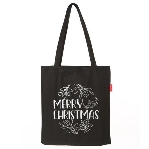 Siyah Bez Çanta Merry Christmas Baskılı