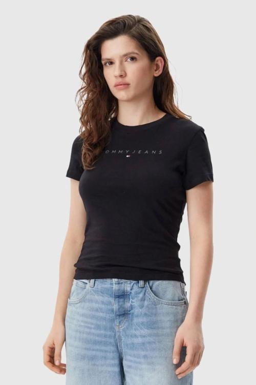 Tommy Jeans Kadın Siyah Slim Fit T-Shirt
