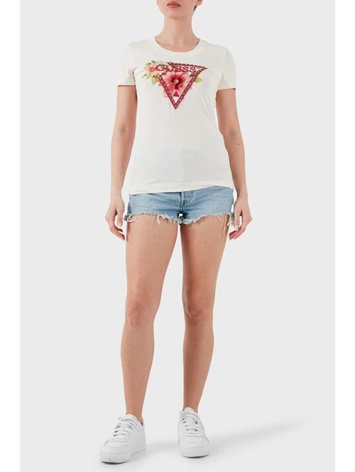Kadın Beyaz Boncuklu Triangle Tişört