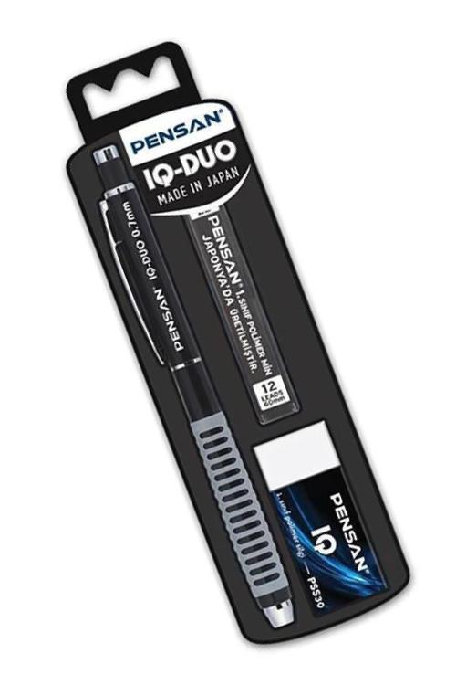 Iq-duo 0.7 Uçlu Kalem Seti 1 Paket Pensan Iq Duo Versatil Kalem Seti Silgi ve Uç Hediyeli Metal Mekanizmalı