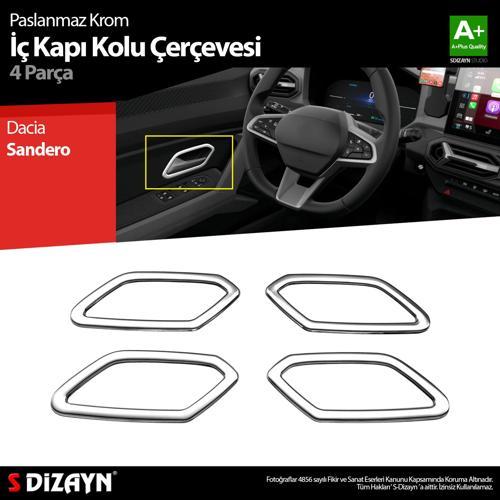 Dacia Sandero Krom İç Kapı Kolu Çerçevesi 4 Prç 2020 Üzeri A+ Kalite