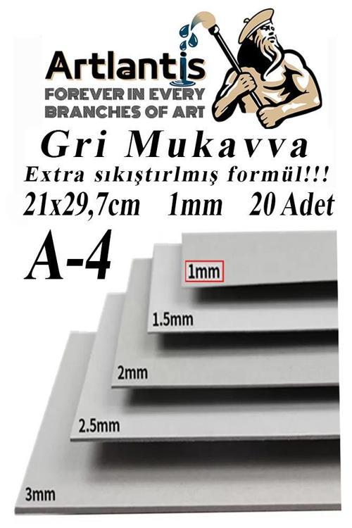 A4 Mukavva Gri 1.0mm 20 Adet 1 Paket 21x29,7 cm A-4 Mukavva 1,0 mm Kalınlığında A-4 Mukavva