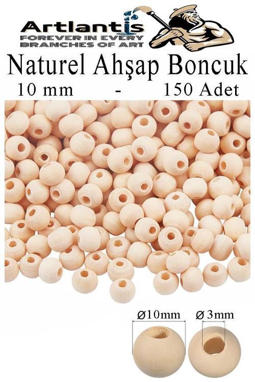 Naturel Ahşap Boncuk 10mm 150 li 1 Paket Ham Boyanabilir Ahşap Yuvarlak Doğal Boncuklar Takı Tasarım Ektinlik Kreş Okul