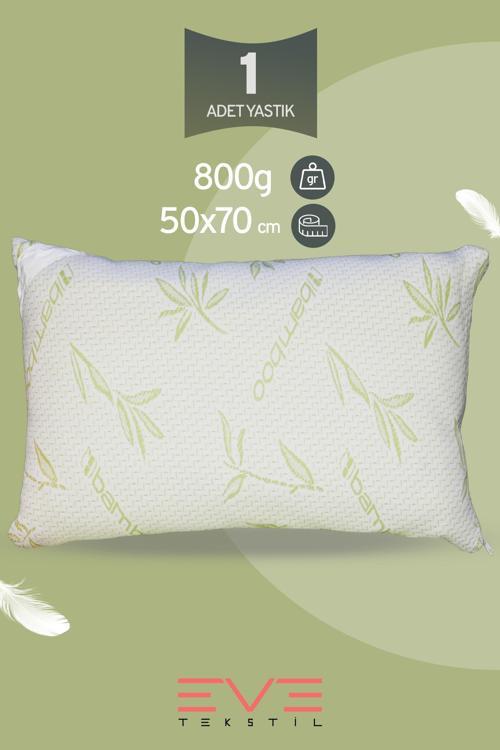 Bamboo Serisi Kılıflı Antialerjik Fermuarlı Yıkanabilir Antialerjik Silikon Elyaf Yastık 50x70cm 800 gr