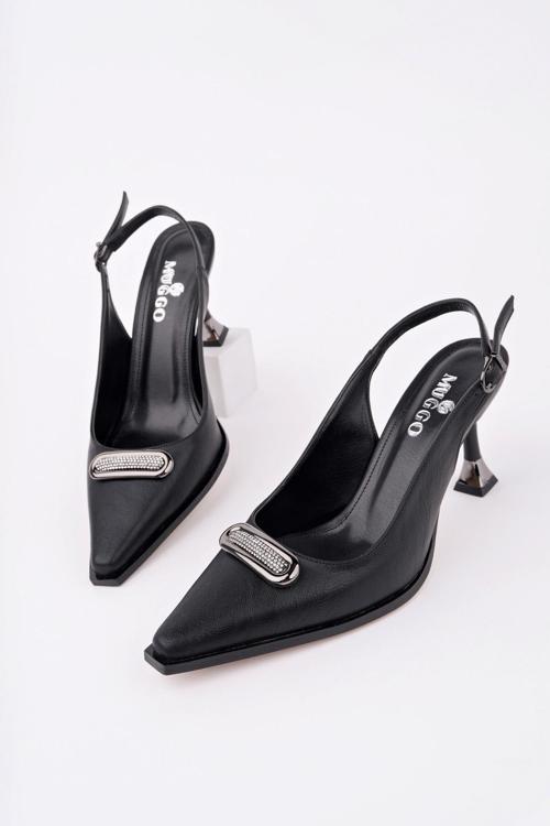 HEELS Arkası Açık Toka Detaylı Günlük Klasik Topuklu Kadın Stiletto Ayakkabı