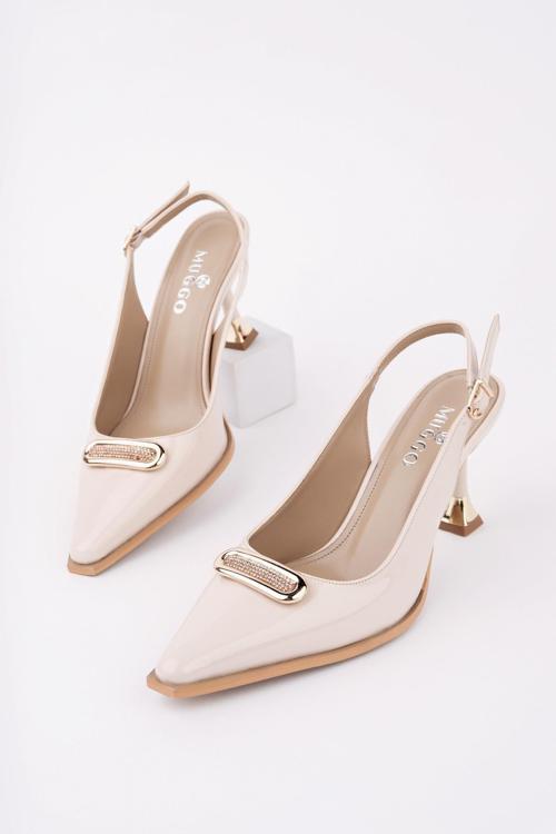 HEELS Arkası Açık Toka Detaylı Günlük Klasik Topuklu Kadın Stiletto Ayakkabı