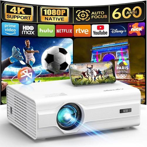 WiFi 6 ve Bluetooth 5.2, Projektör, 600 ANSI Yerel 1080P 4K Destekli - 300 Inc